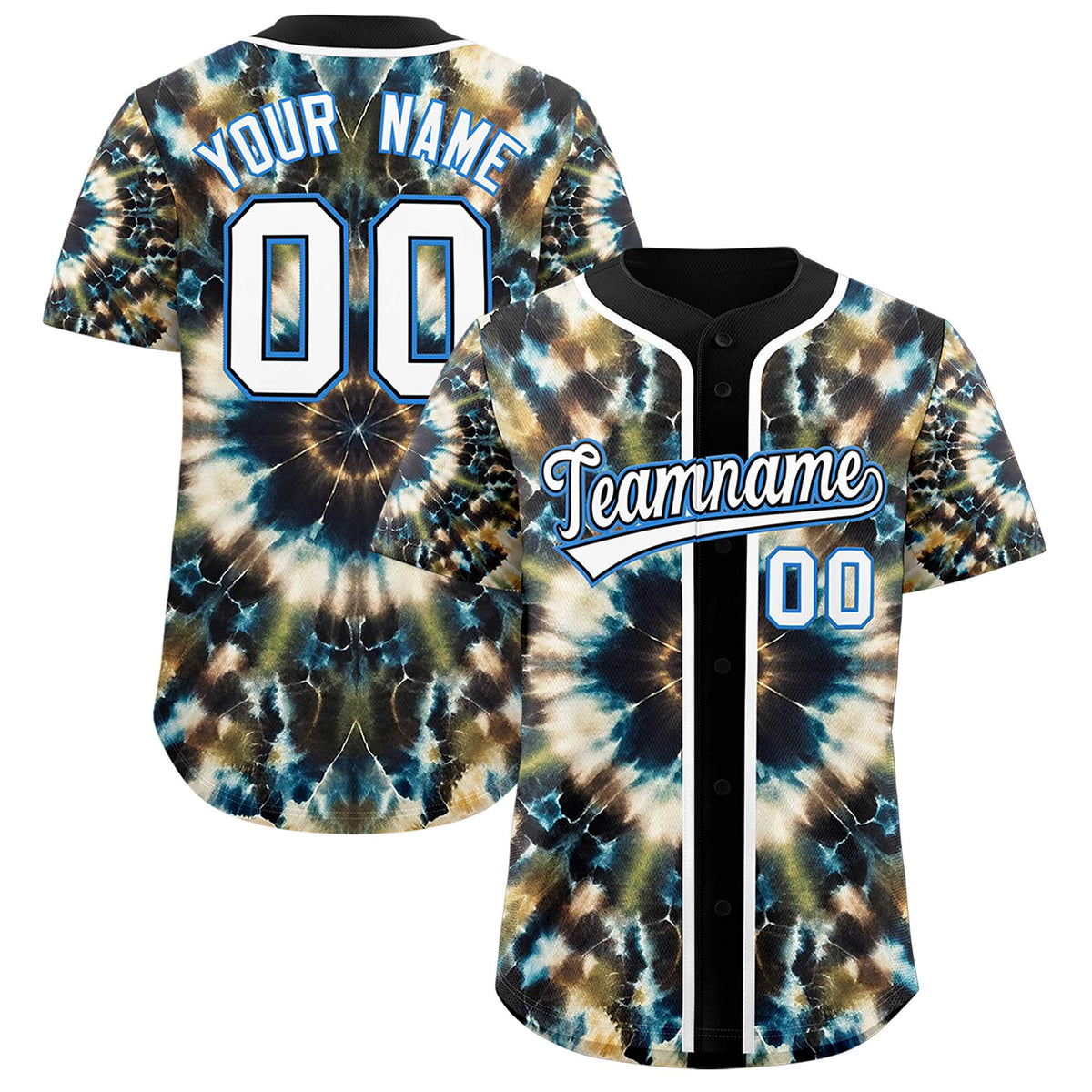 Custom Black Tie-Dye Graffiti Pattern Authentic Baseball Jersey| KXKSHOP