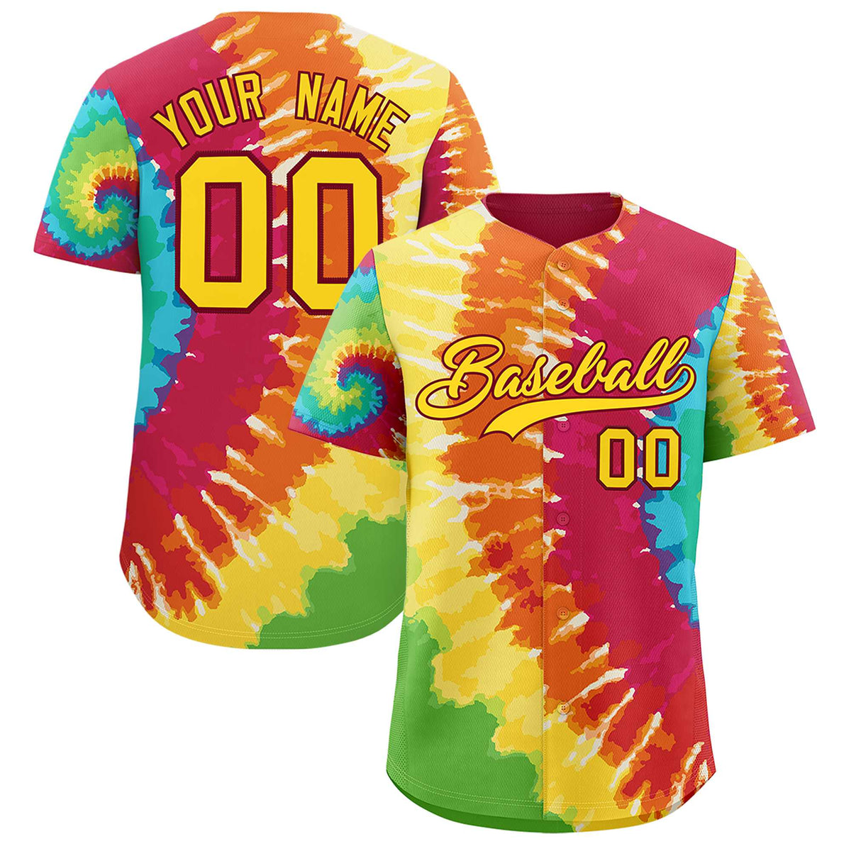 Custom Multi Color Tie-Dye Graffiti Pattern Authentic Baseball Jersey| KXKSHOP