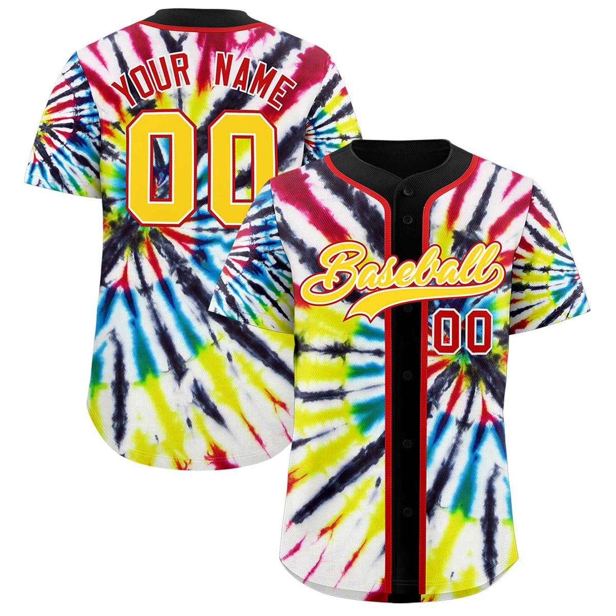 Custom Black Tie-Dye Graffiti Pattern Authentic Baseball Jersey| KXKSHOP