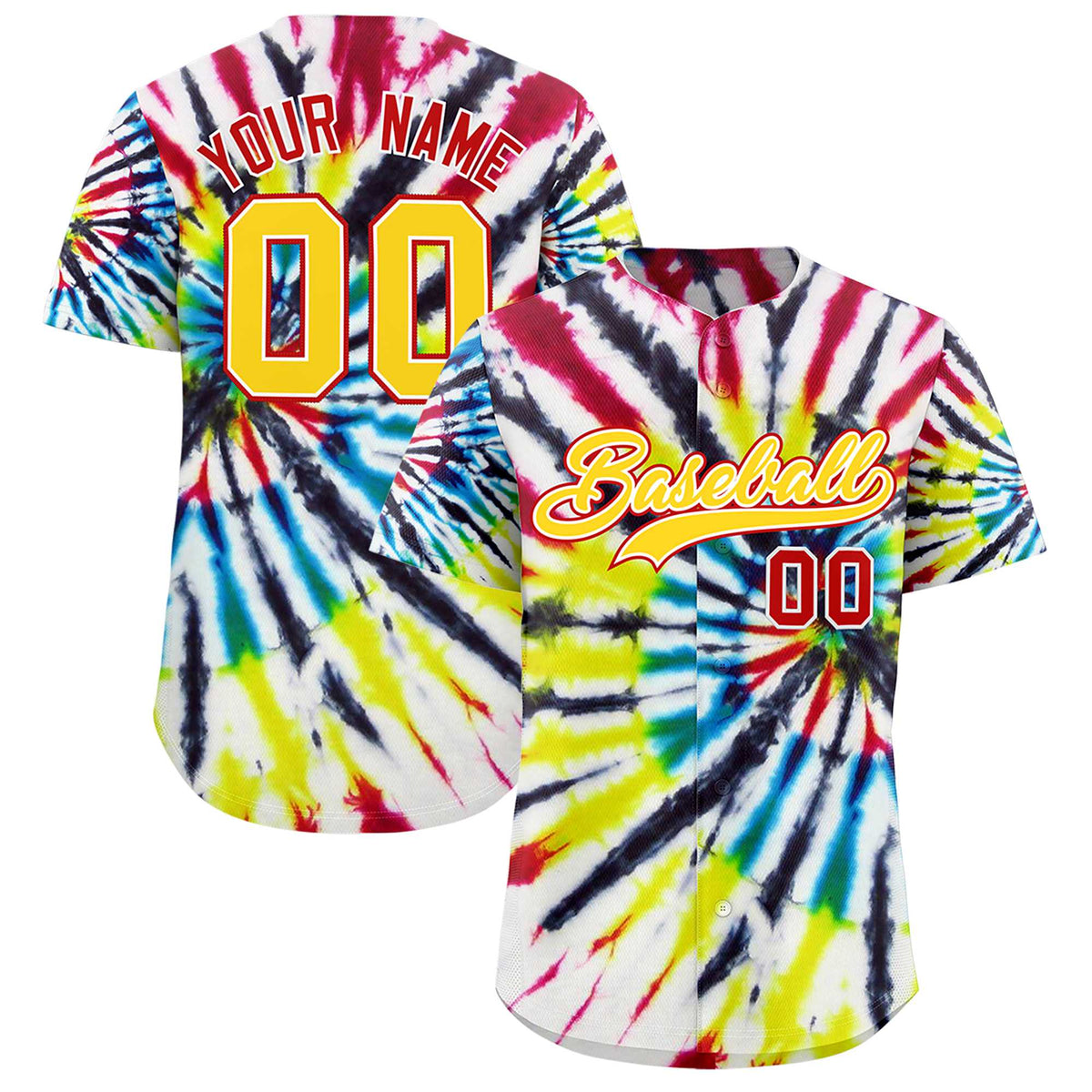 Custom Multi Color Tie-Dye Graffiti Pattern Authentic Baseball Jersey| KXKSHOP