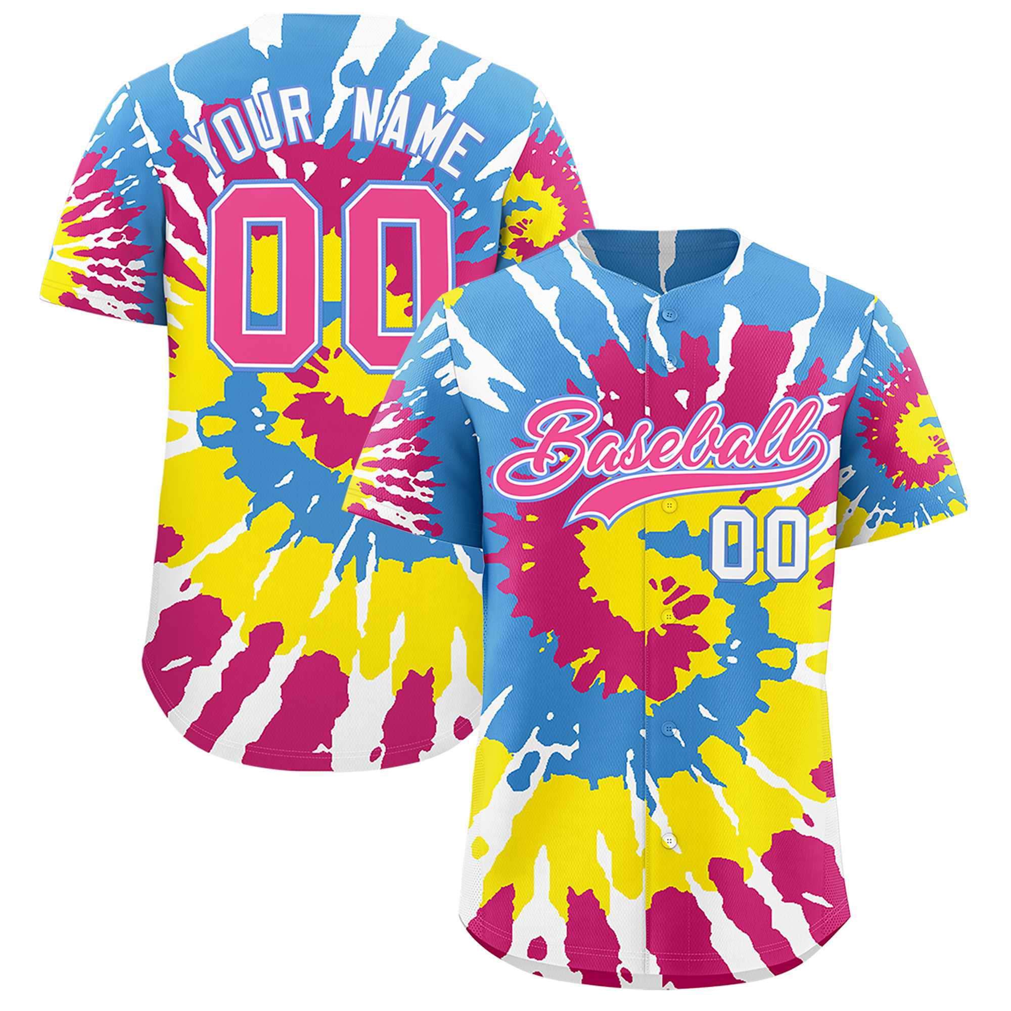Custom Multi Color Tie-Dye Graffiti Pattern Authentic Baseball Jersey| KXKSHOP