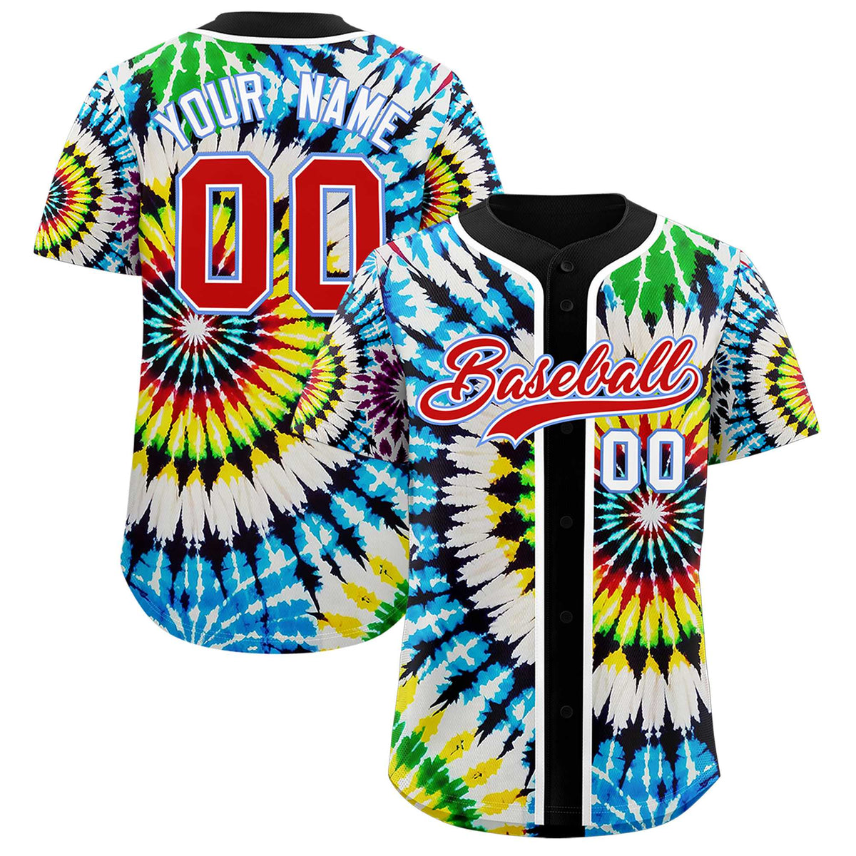 Custom Black Tie-Dye Graffiti Pattern Authentic Baseball Jersey| KXKSHOP