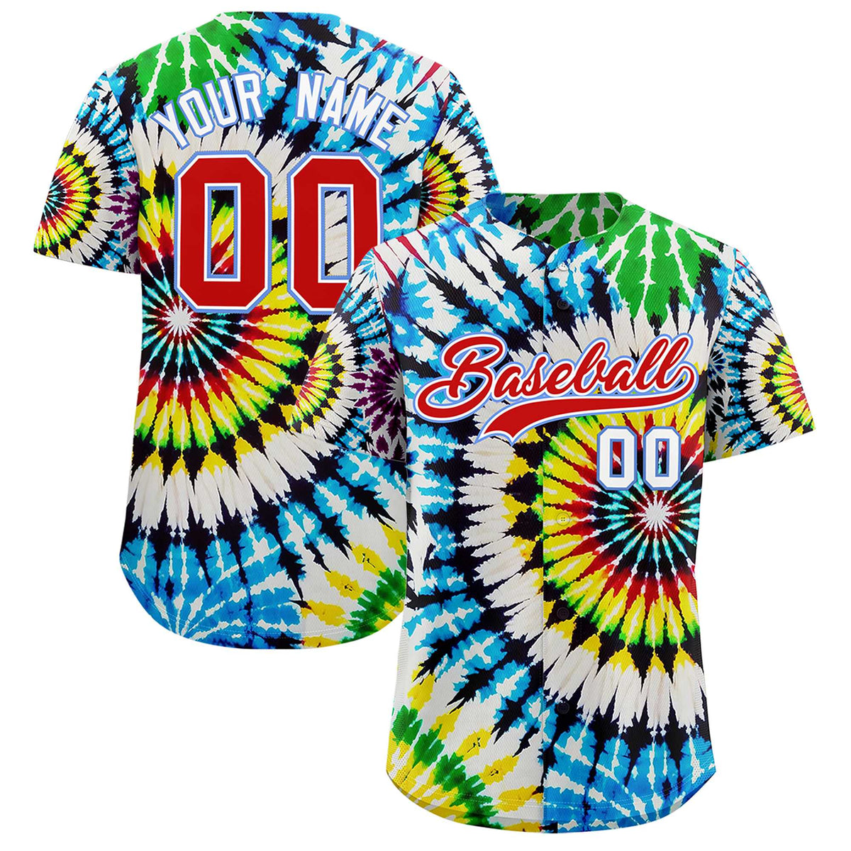 Custom Multi Color Tie-Dye Graffiti Pattern Authentic Baseball Jersey| KXKSHOP