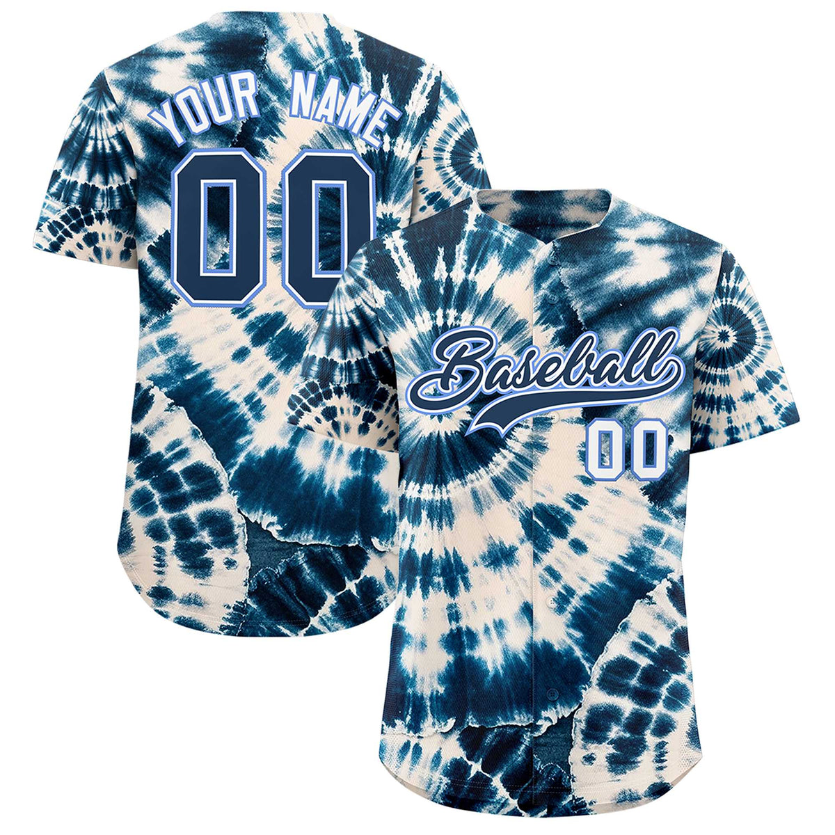 Custom Multi Color Tie-Dye Graffiti Pattern Authentic Baseball Jersey| KXKSHOP
