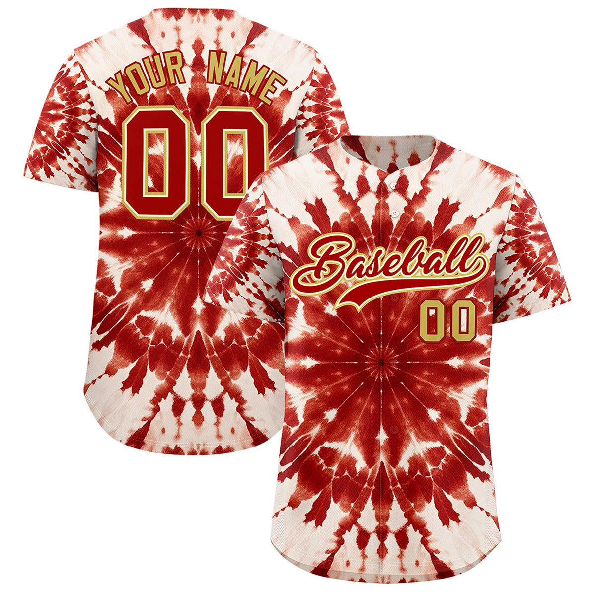 Custom Multi Color Tie-Dye Graffiti Pattern Authentic Baseball Jersey| KXKSHOP