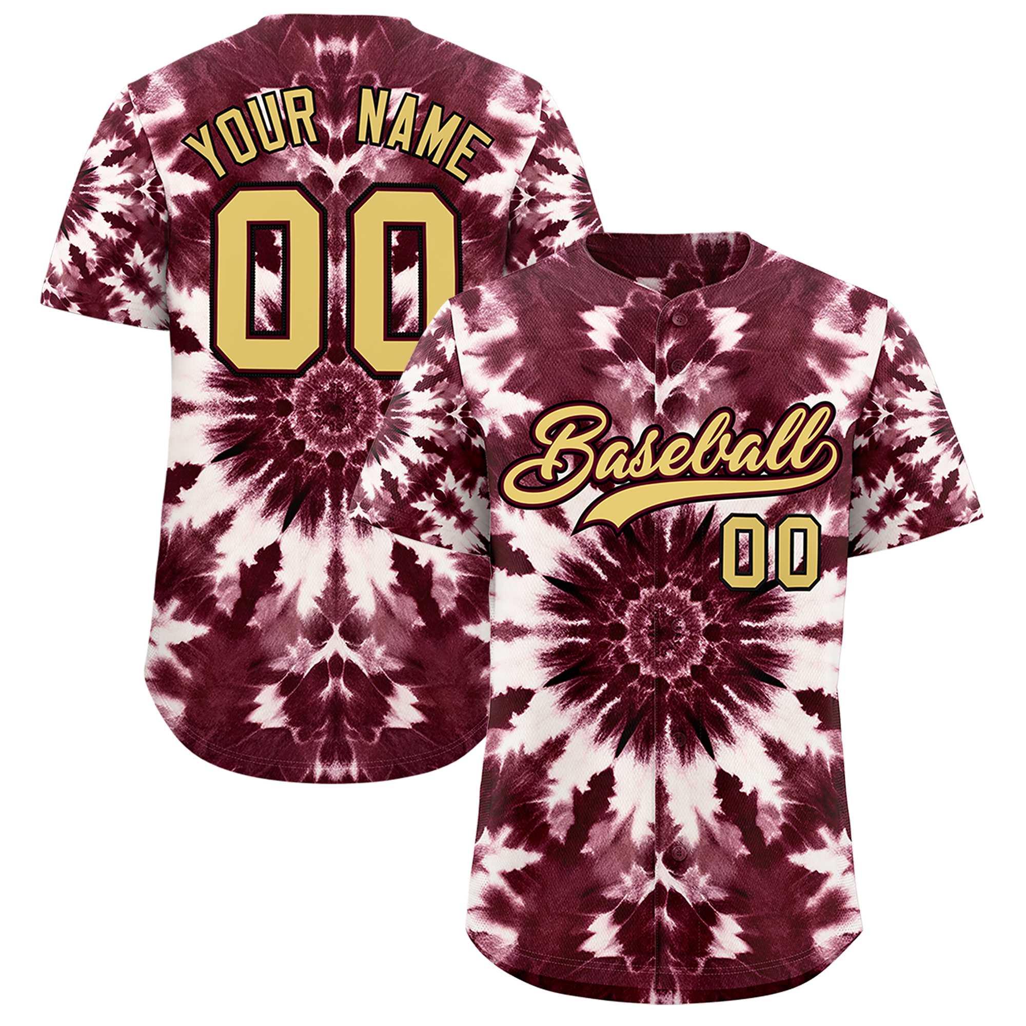 Custom Multi Color Tie-Dye Graffiti Pattern Authentic Baseball Jersey| KXKSHOP