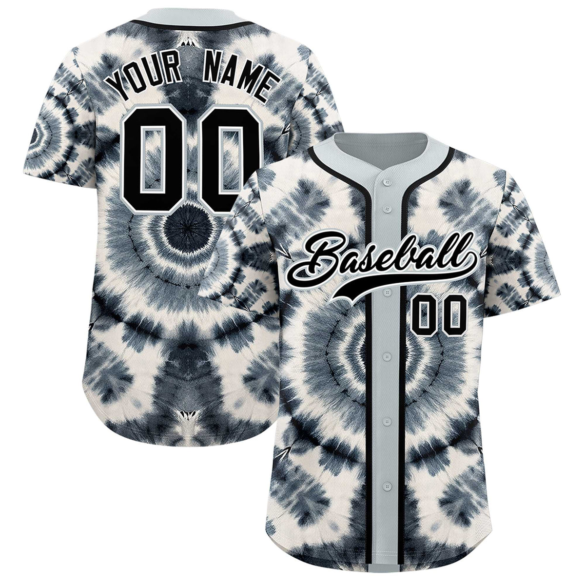 Custom Silver Tie-Dye Graffiti Pattern Authentic Baseball Jersey| KXKSHOP