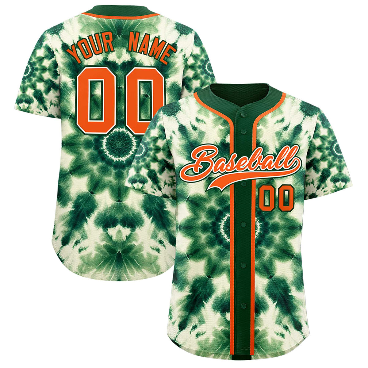 Custom Green Tie-Dye Graffiti Pattern Authentic Baseball Jersey| KXKSHOP