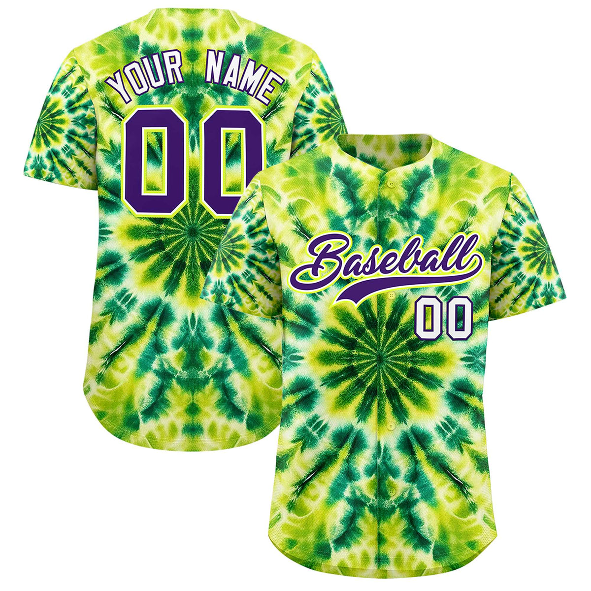Custom Multi Color Tie-Dye Graffiti Pattern Authentic Baseball Jersey| KXKSHOP