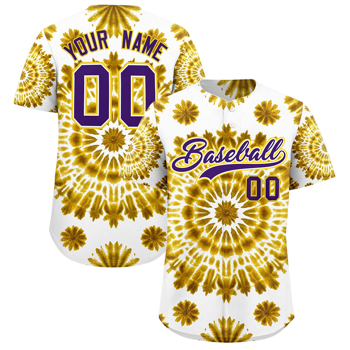 Custom Multi Color Tie-Dye Graffiti Pattern Authentic Baseball Jersey| KXKSHOP