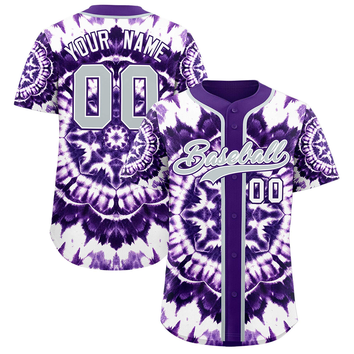Custom Purple Tie-Dye Graffiti Pattern Authentic Baseball Jersey| KXKSHOP