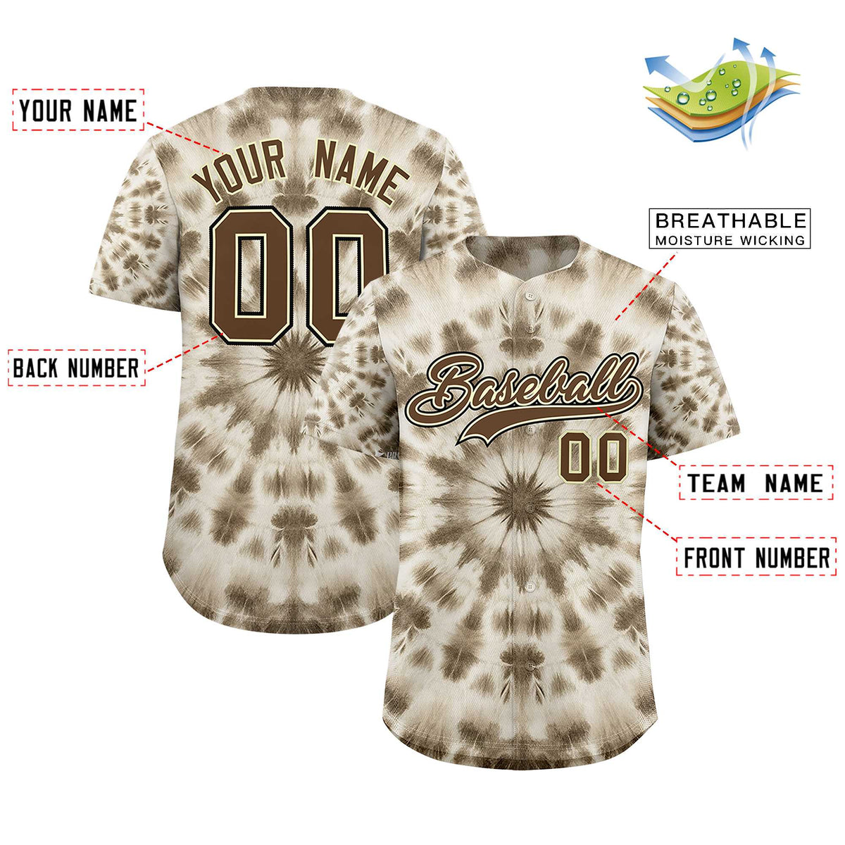 Custom Multi Color Tie-Dye Graffiti Pattern Authentic Baseball Jersey| KXKSHOP