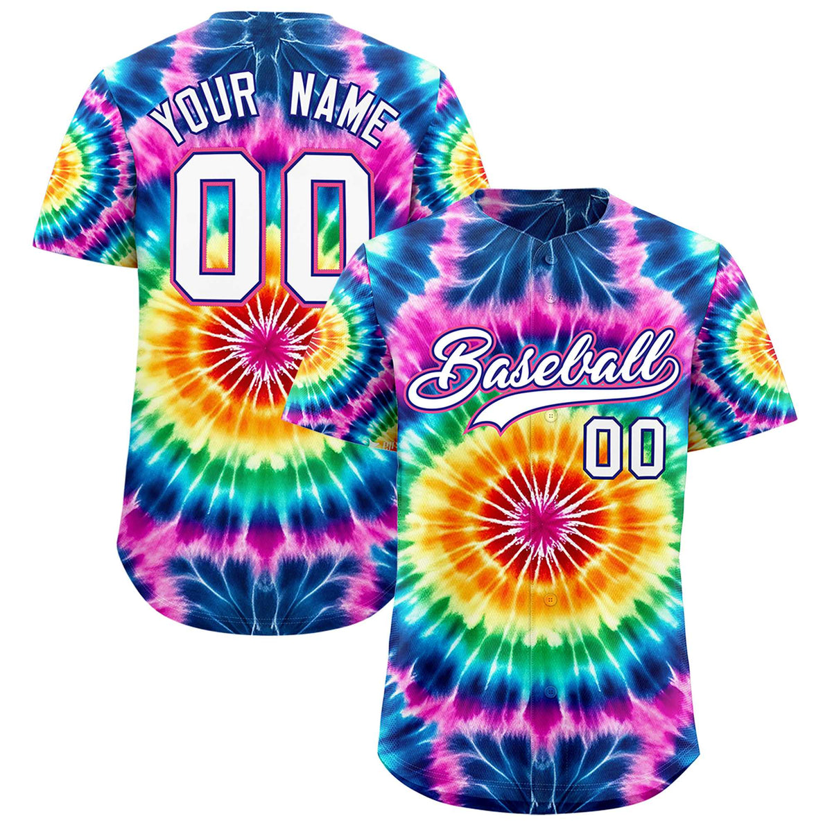 Custom Multi Color Tie-Dye Graffiti Pattern Authentic Baseball Jersey| KXKSHOP