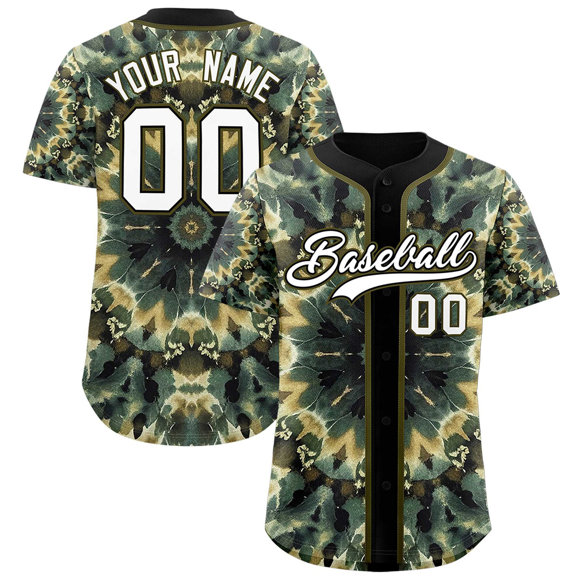 Custom Black Tie-Dye Graffiti Pattern Authentic Baseball Jersey| KXKSHOP