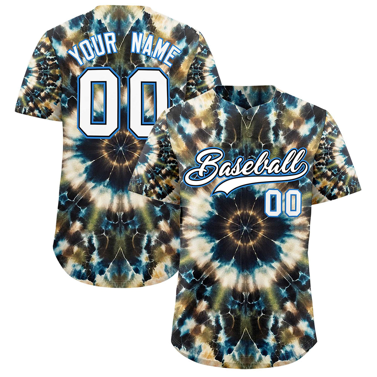 Custom Multi Color Tie-Dye Graffiti Pattern Authentic Baseball Jersey| KXKSHOP