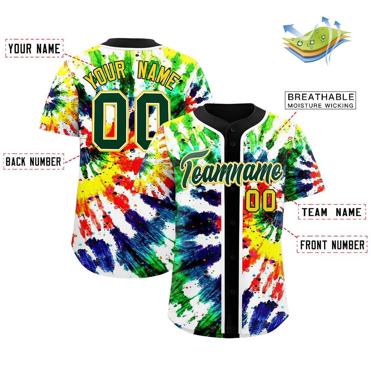 Custom Black Tie-Dye Graffiti Pattern Authentic Baseball Jersey| KXKSHOP
