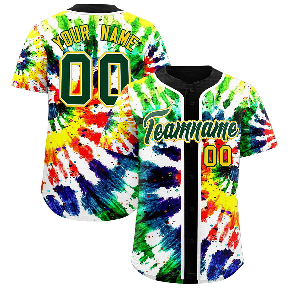 Custom Black Tie-Dye Graffiti Pattern Authentic Baseball Jersey| KXKSHOP