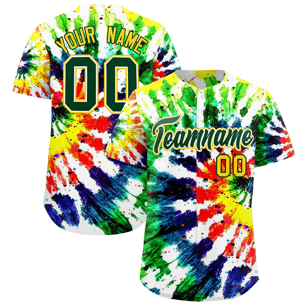 Custom Multi Color Tie-Dye Graffiti Pattern Authentic Baseball Jersey| KXKSHOP