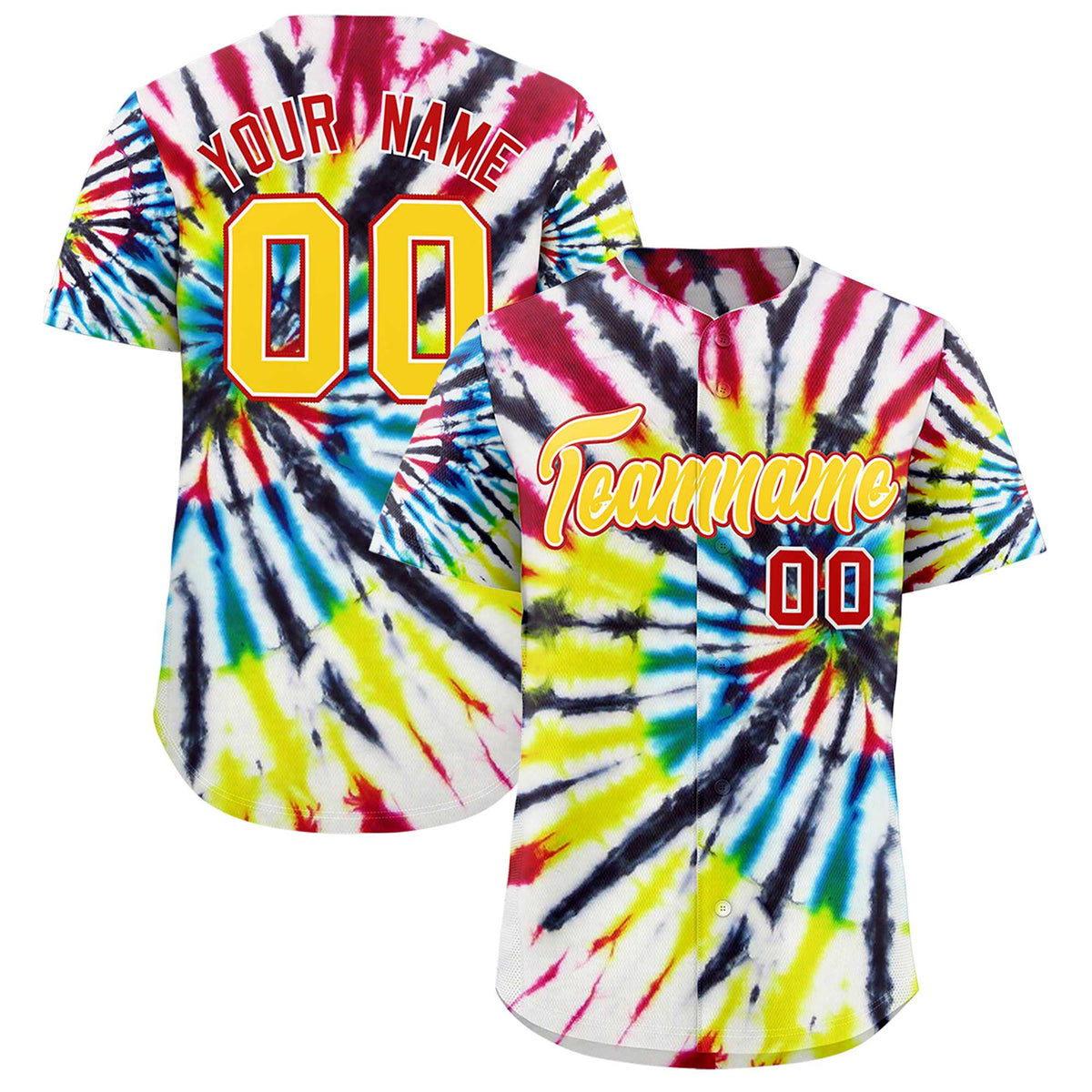Custom Multi Color Tie-Dye Graffiti Pattern Authentic Baseball Jersey| KXKSHOP