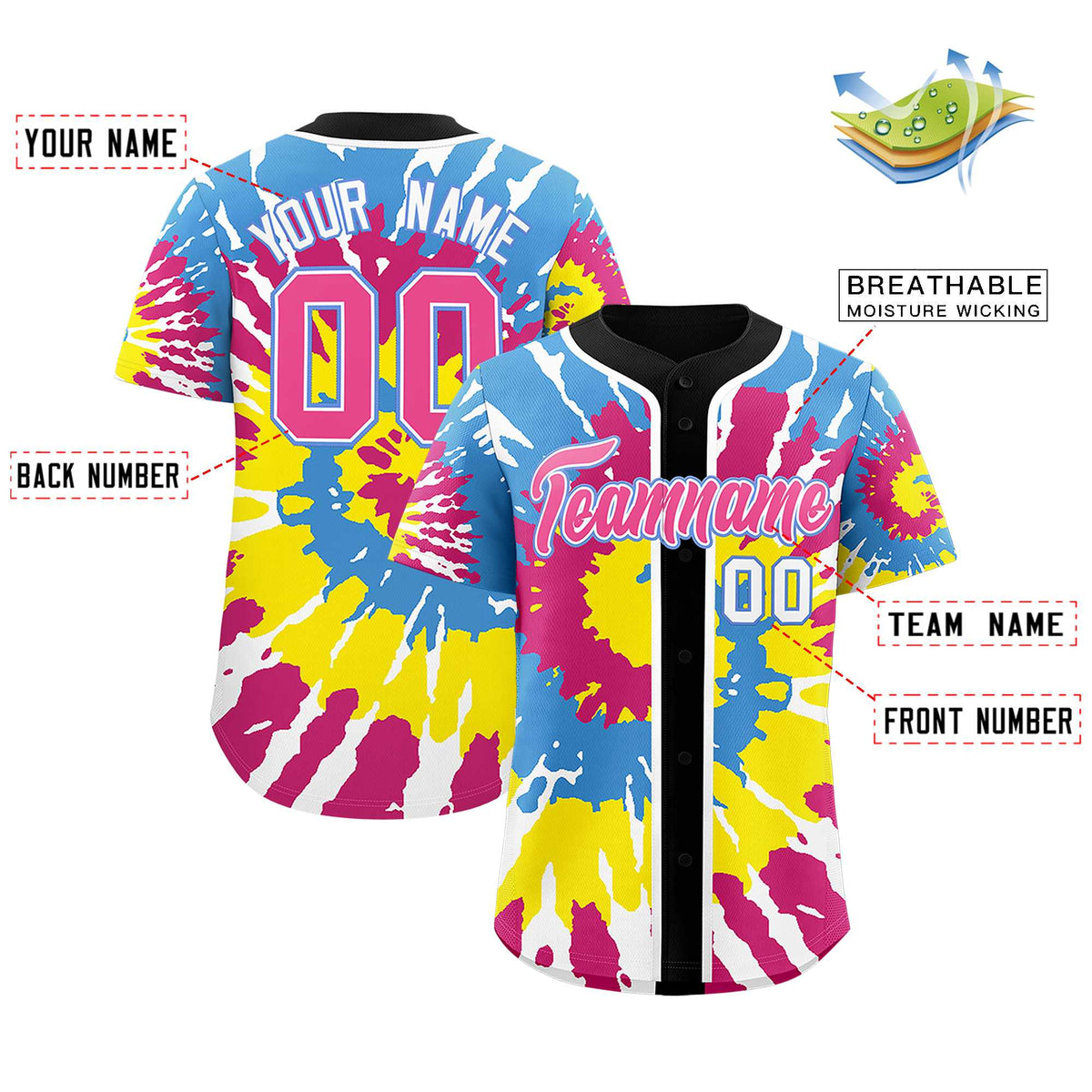 Custom Black Tie-Dye Graffiti Pattern Authentic Baseball Jersey| KXKSHOP