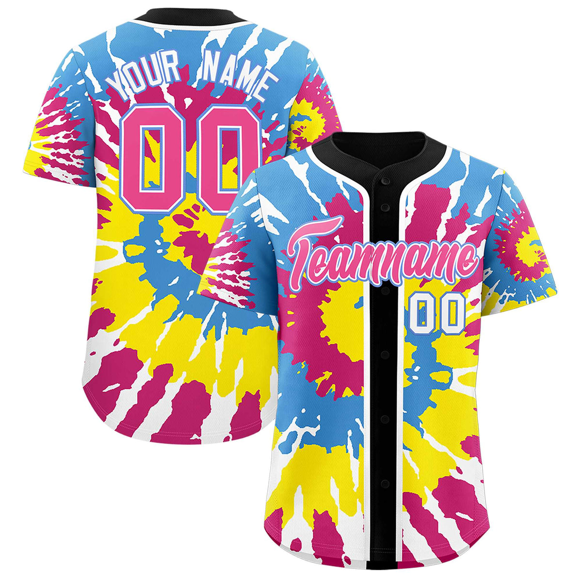 Custom Black Tie-Dye Graffiti Pattern Authentic Baseball Jersey| KXKSHOP