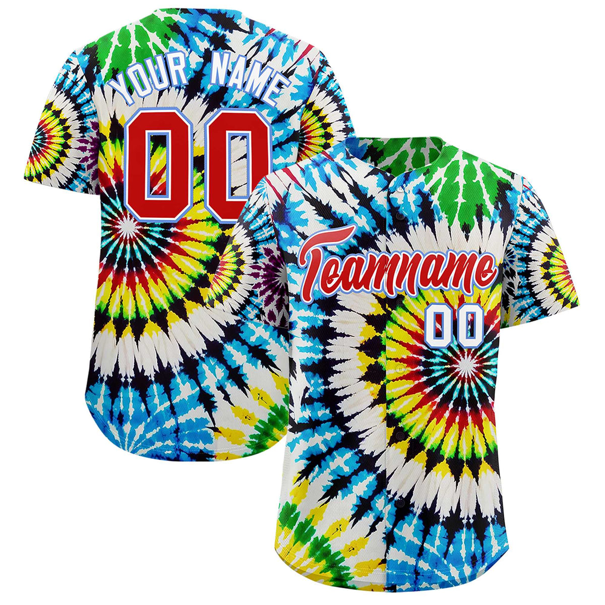 Custom Multi Color Tie-Dye Graffiti Pattern Authentic Baseball Jersey| KXKSHOP
