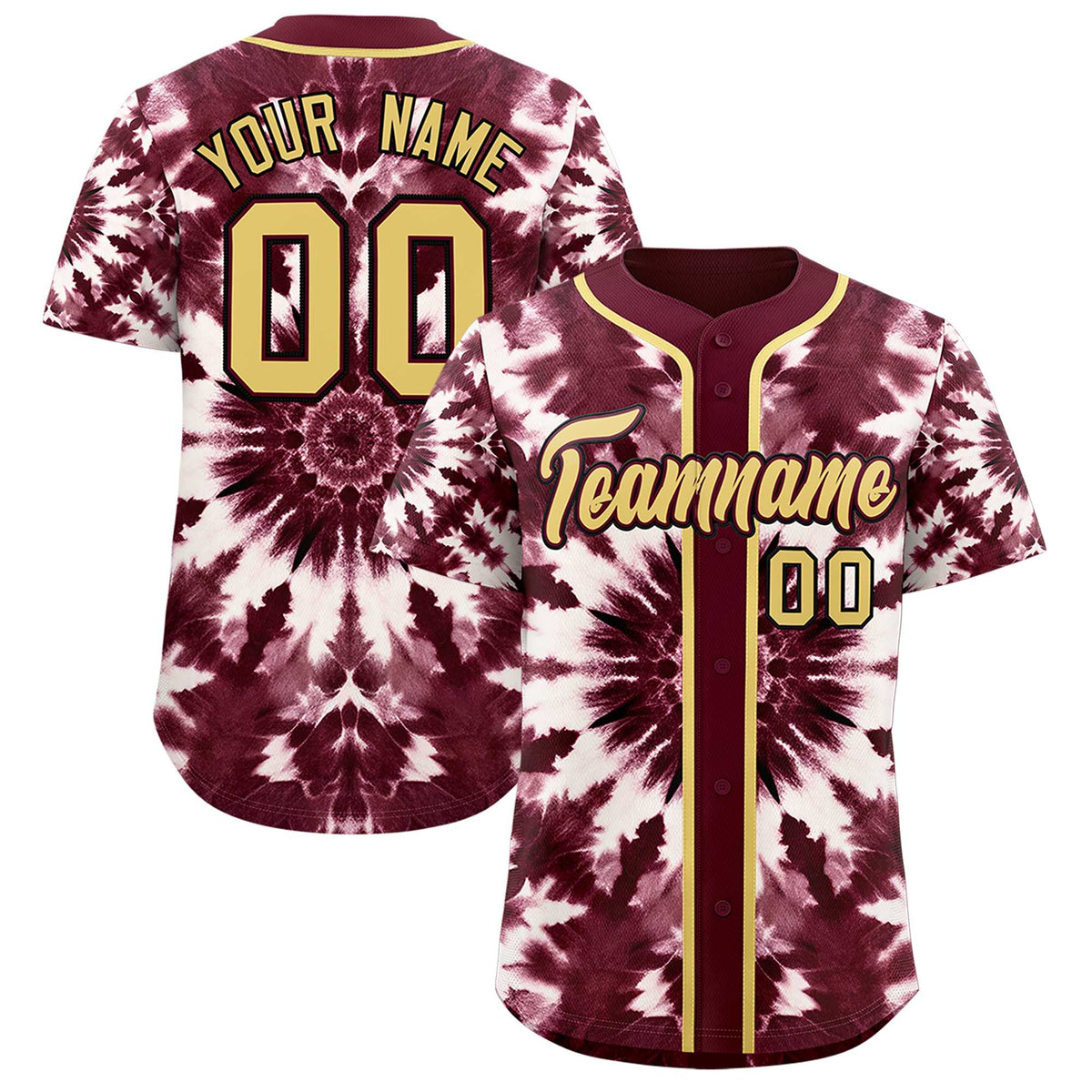 Custom Crimson Tie-Dye Graffiti Pattern Authentic Baseball Jersey| KXKSHOP
