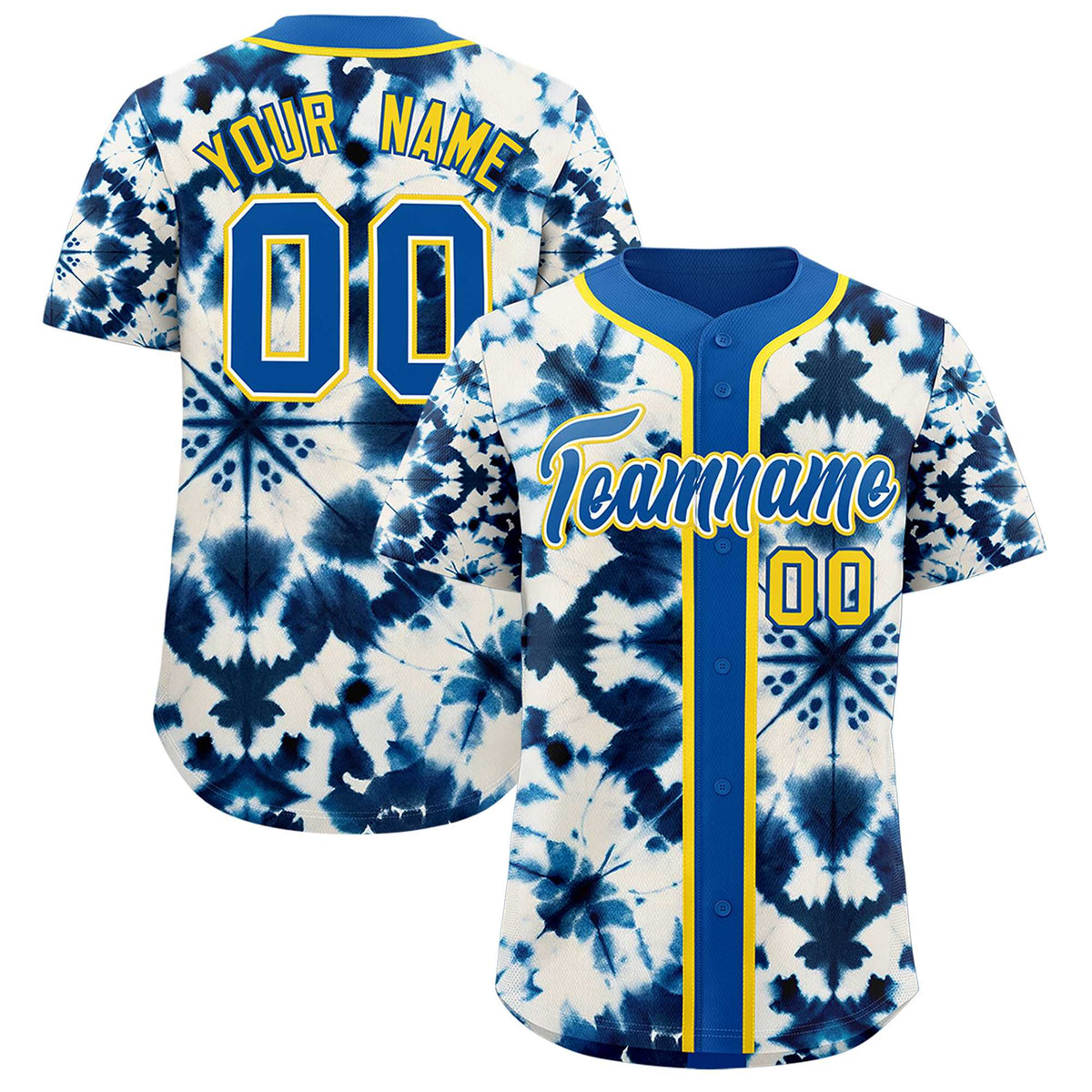 Custom Royal Tie-Dye Graffiti Pattern Authentic Baseball Jersey| KXKSHOP