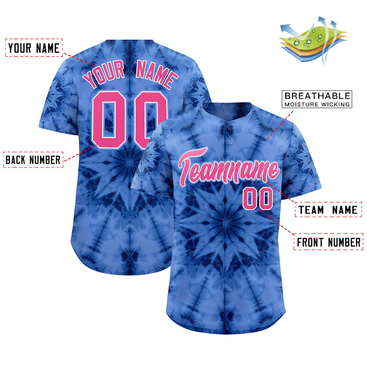 Custom Multi Color Tie-Dye Graffiti Pattern Authentic Baseball Jersey| KXKSHOP