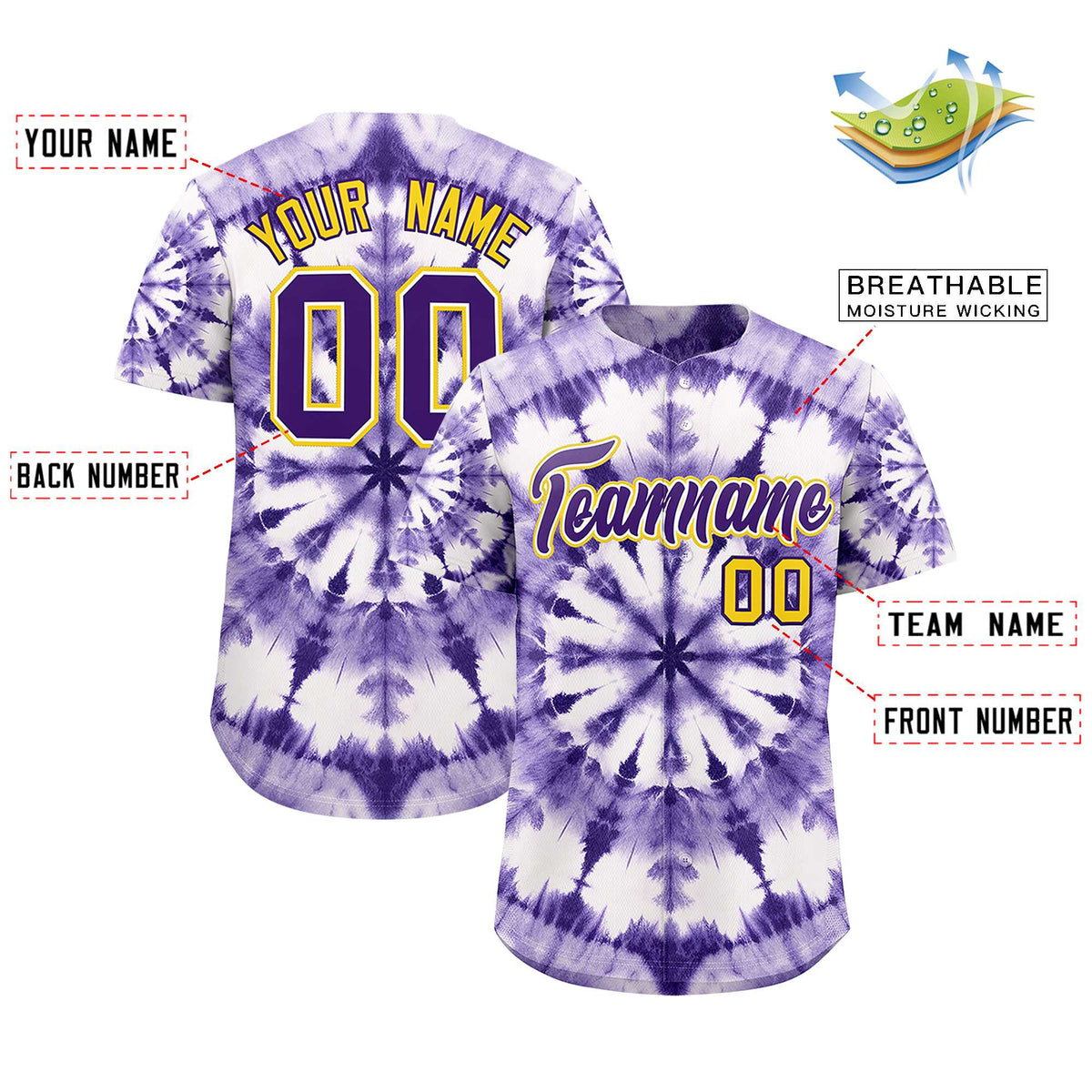 Custom Multi Color Tie-Dye Graffiti Pattern Authentic Baseball Jersey| KXKSHOP