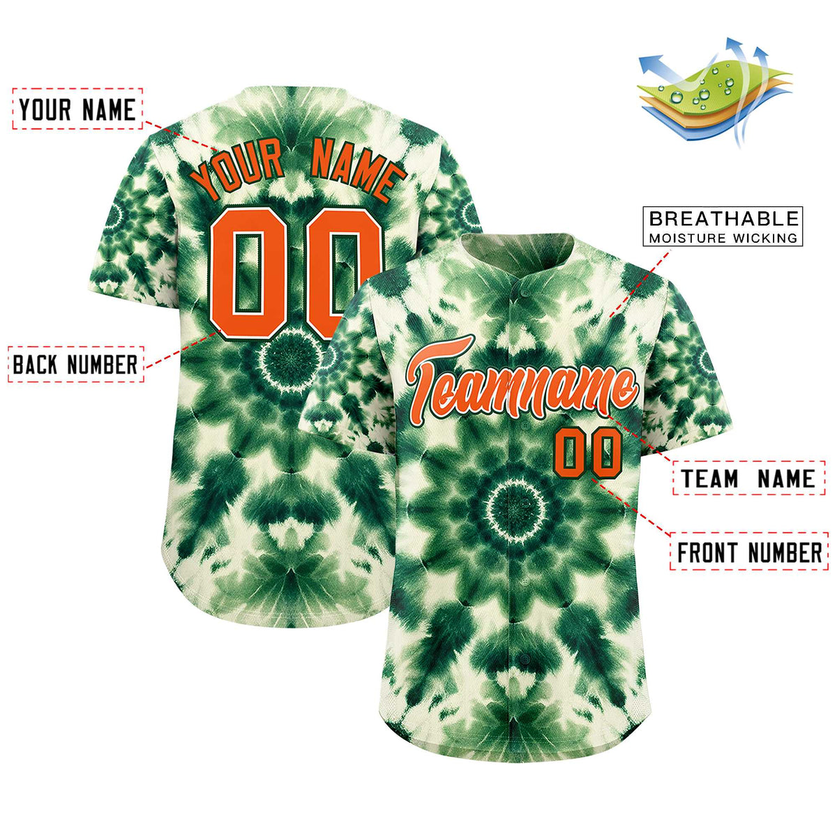 Custom Multi Color Tie-Dye Graffiti Pattern Authentic Baseball Jersey| KXKSHOP
