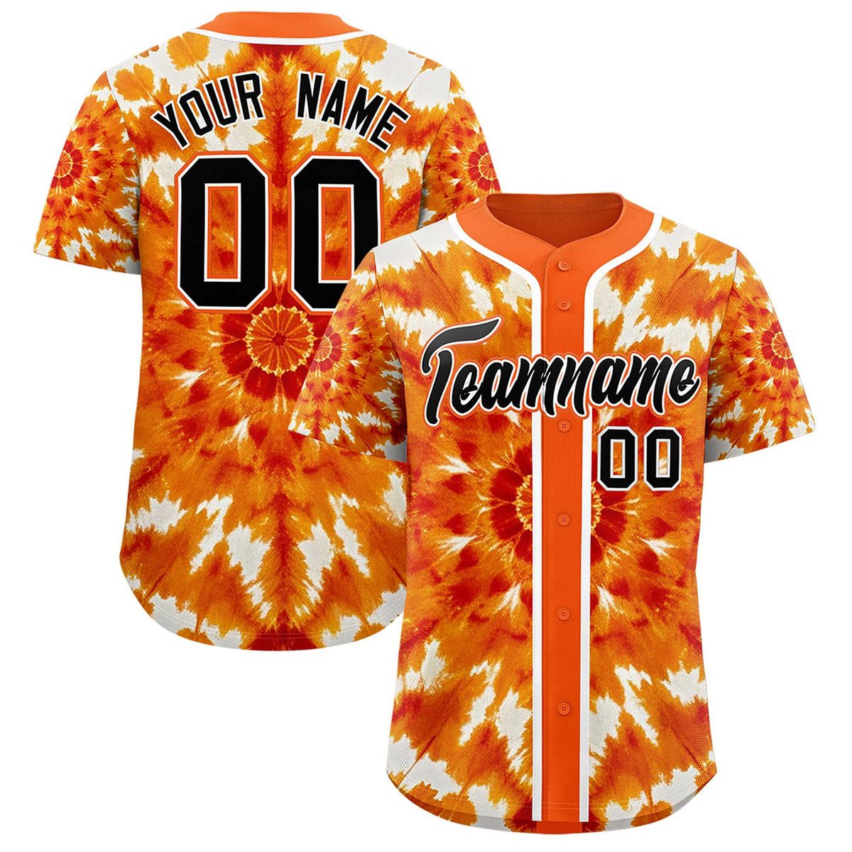 Custom Orange Tie-Dye Graffiti Pattern Authentic Baseball Jersey| KXKSHOP