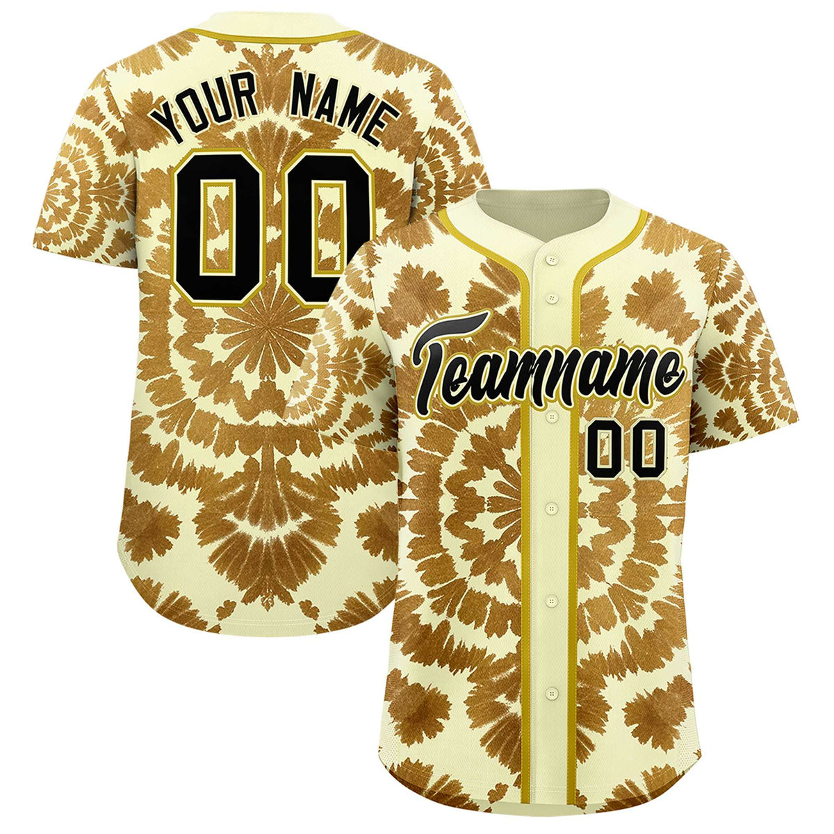 Custom Cream Tie-Dye Graffiti Pattern Authentic Baseball Jersey| KXKSHOP