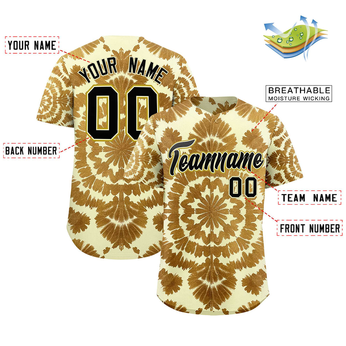 Custom Multi Color Tie-Dye Graffiti Pattern Authentic Baseball Jersey| KXKSHOP
