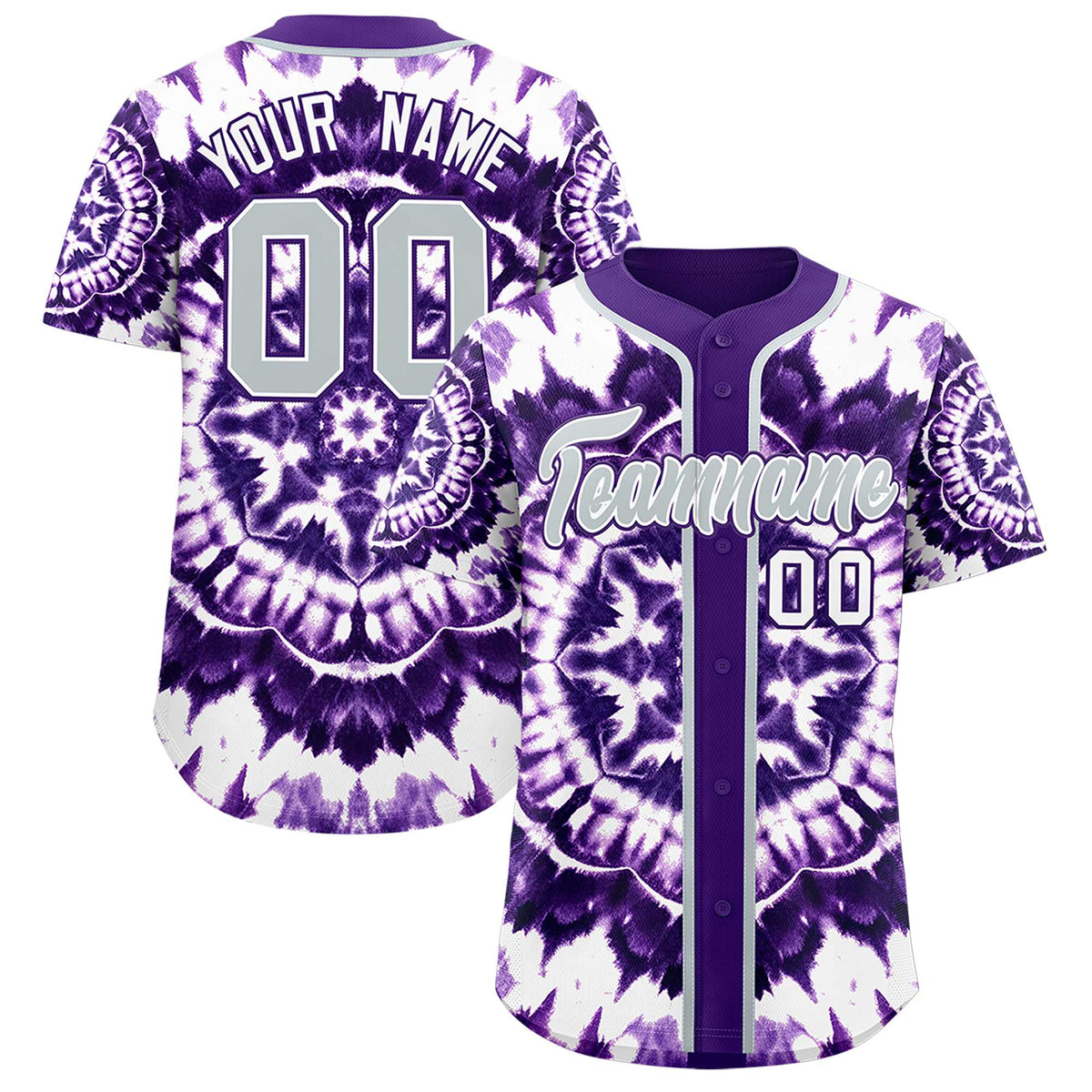 Custom Purple Tie-Dye Graffiti Pattern Authentic Baseball Jersey| KXKSHOP