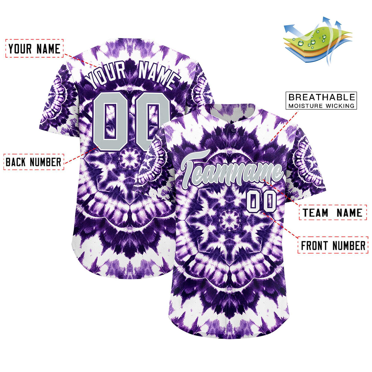 Custom Multi Color Tie-Dye Graffiti Pattern Authentic Baseball Jersey| KXKSHOP