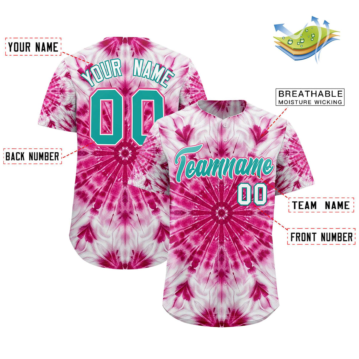 Custom Multi Color Tie-Dye Graffiti Pattern Authentic Baseball Jersey| KXKSHOP