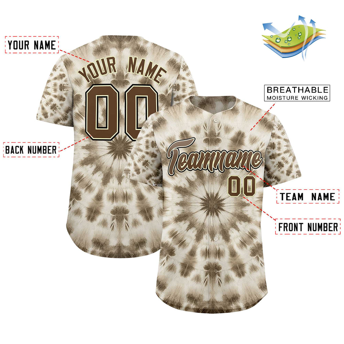 Custom Multi Color Tie-Dye Graffiti Pattern Authentic Baseball Jersey| KXKSHOP