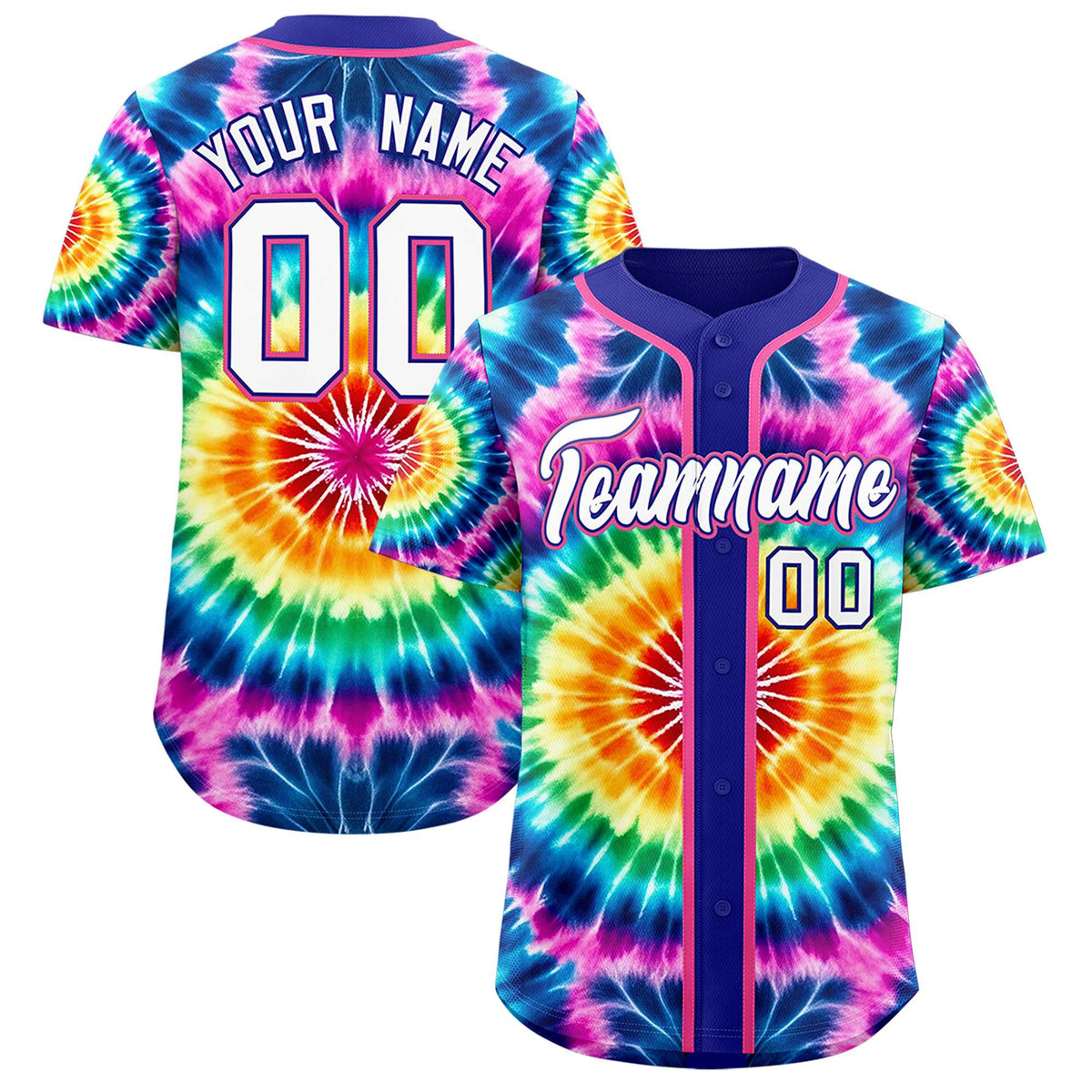 Custom Royal Tie-Dye Graffiti Pattern Authentic Baseball Jersey| KXKSHOP