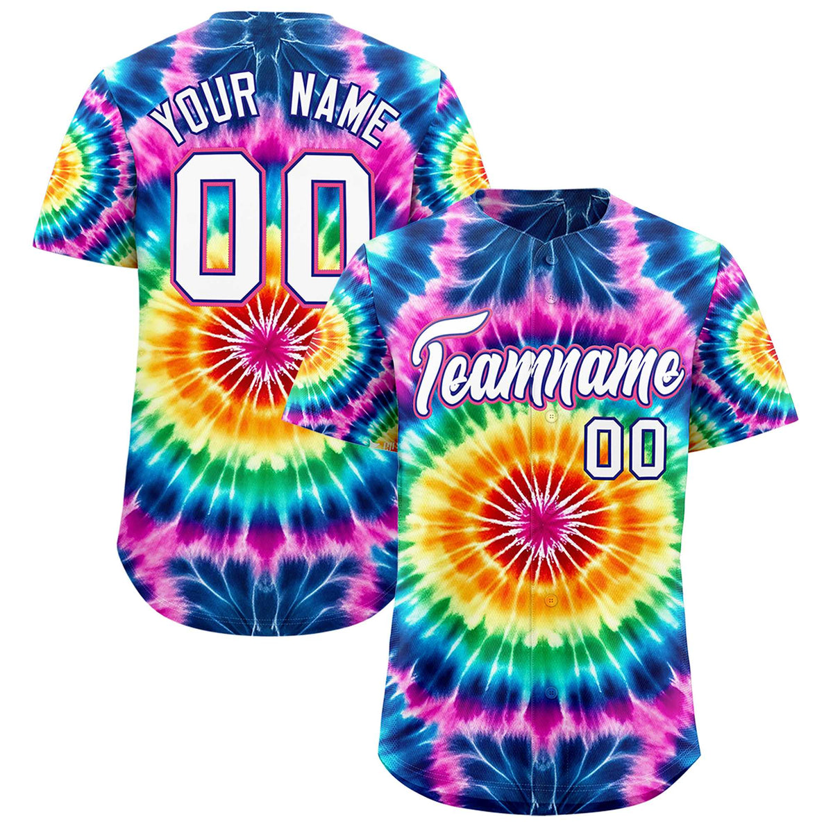 Custom Multi Color Tie-Dye Graffiti Pattern Authentic Baseball Jersey| KXKSHOP