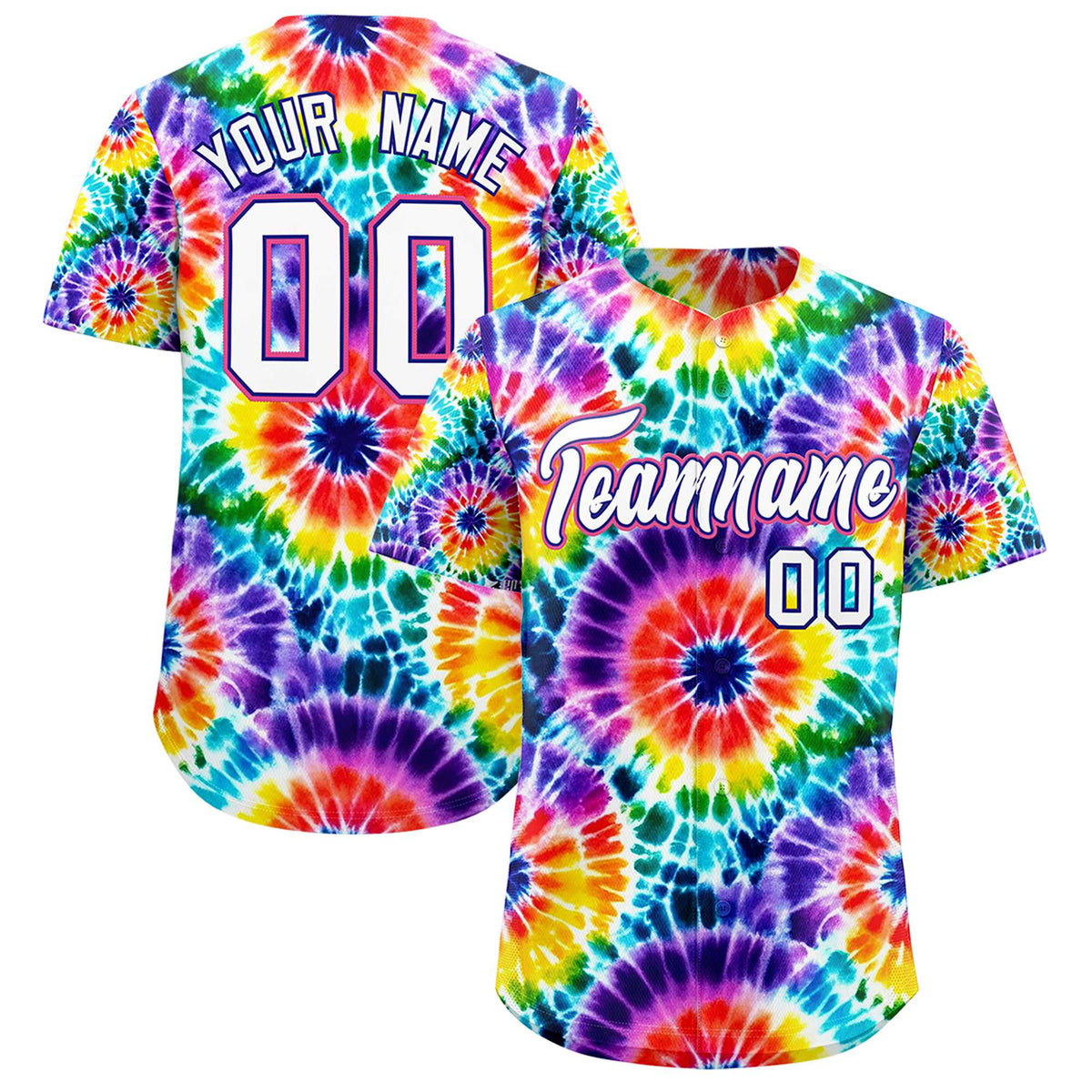 Custom Multi Color Tie-Dye Graffiti Pattern Authentic Baseball Jersey| KXKSHOP