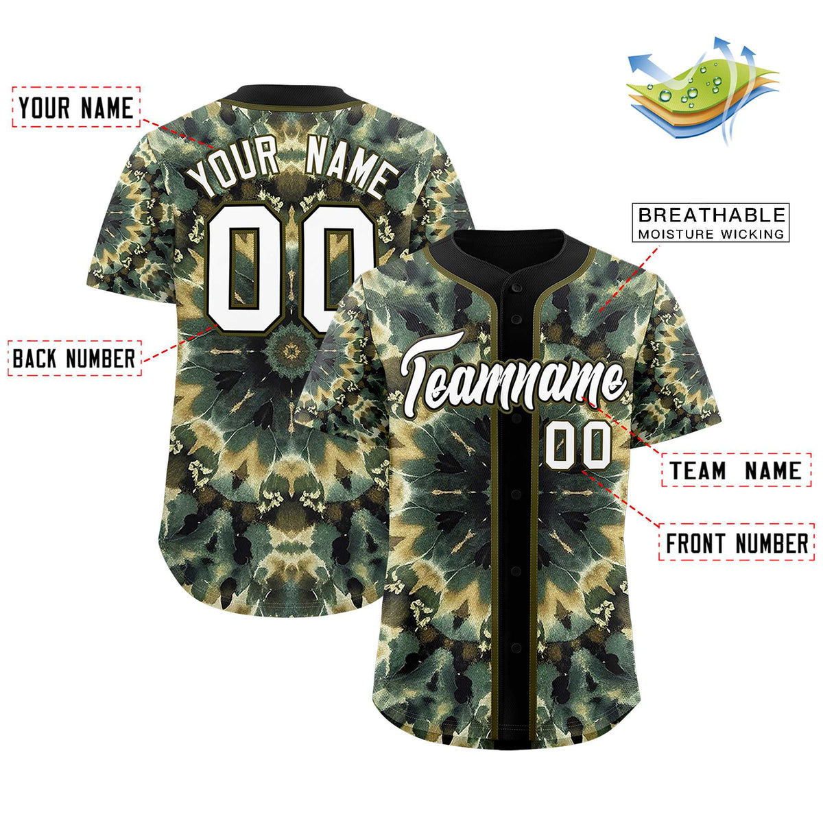 Custom Black Tie-Dye Graffiti Pattern Authentic Baseball Jersey| KXKSHOP