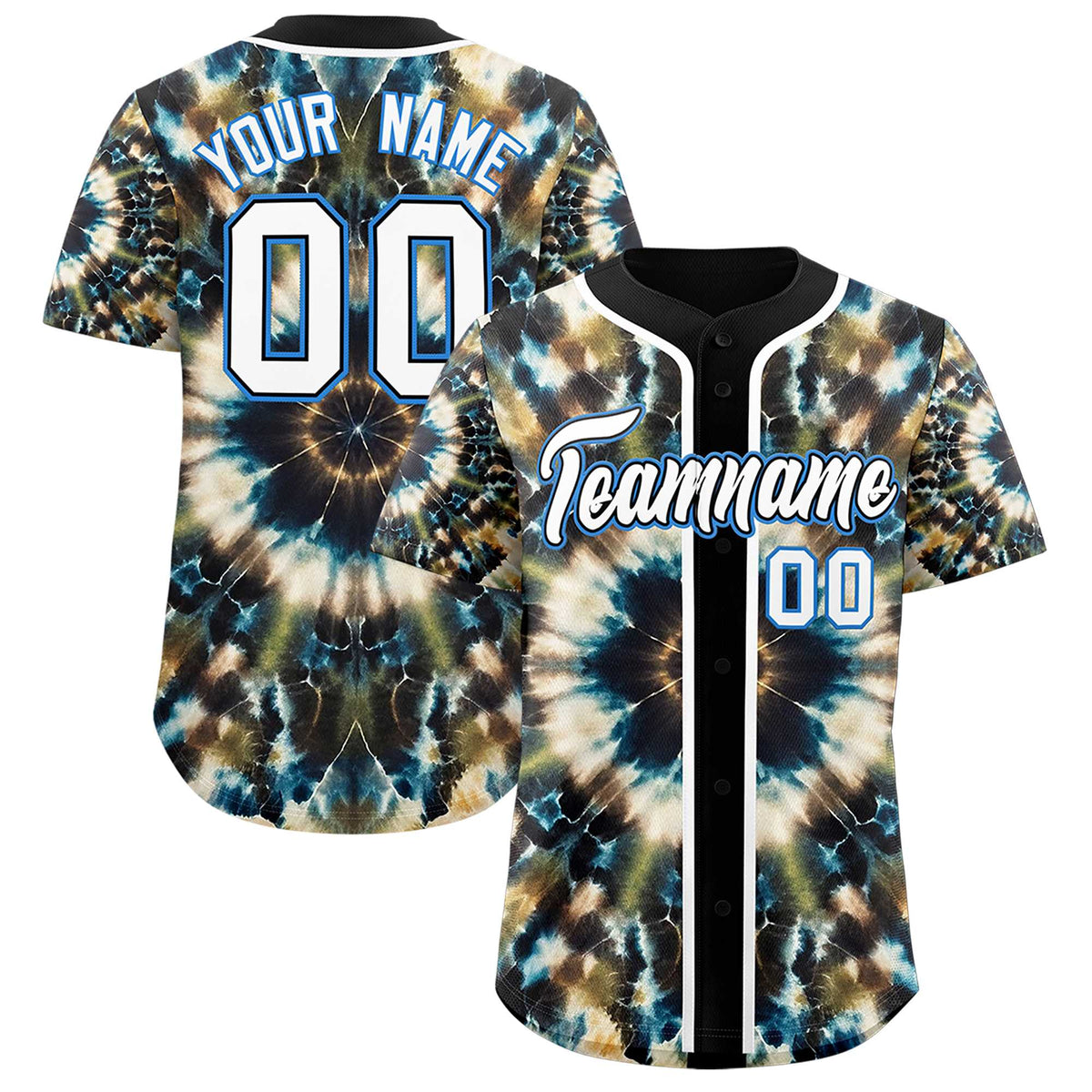 Custom Black Tie-Dye Graffiti Pattern Authentic Baseball Jersey| KXKSHOP