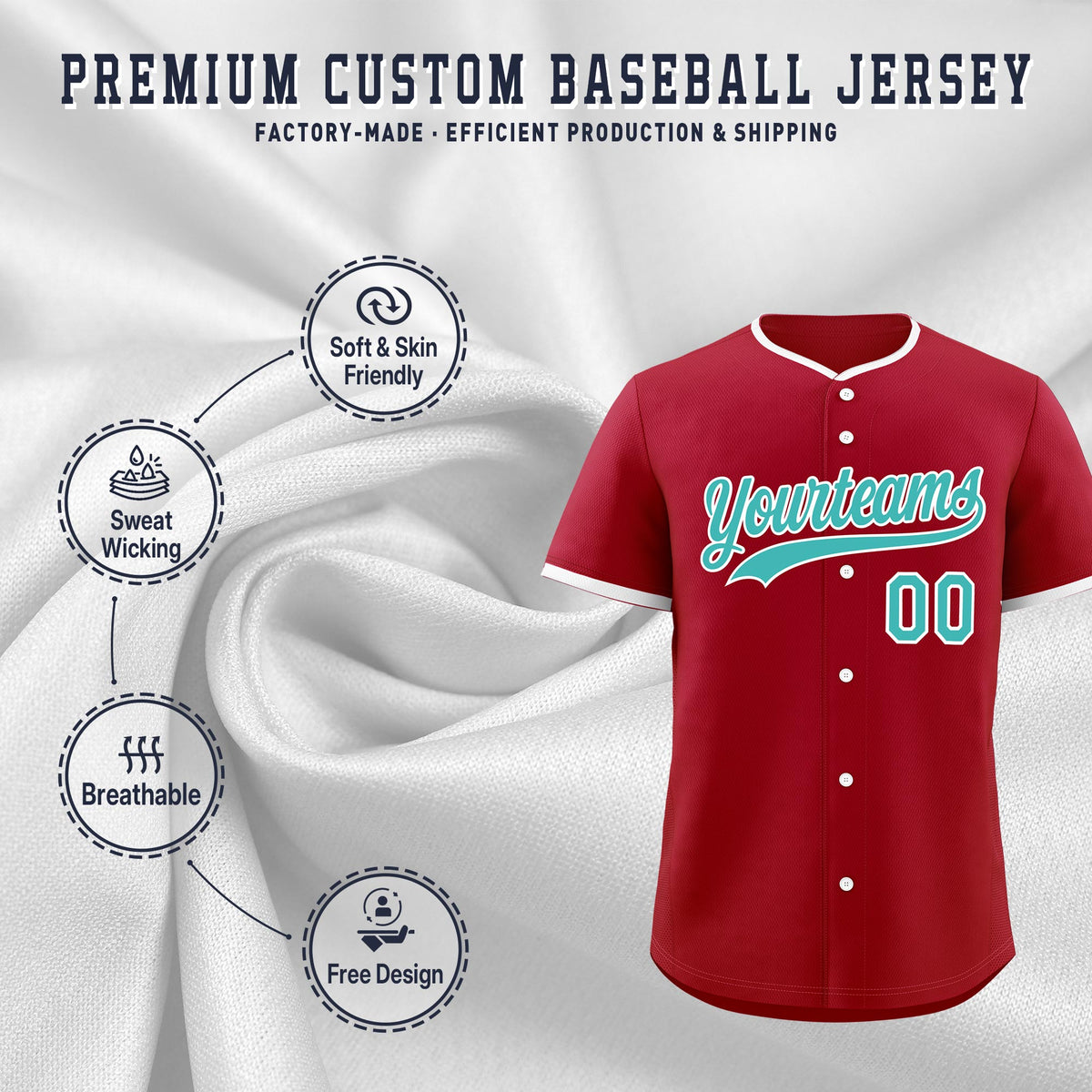 Custom Teal White Classic Style Stitched Sports Uniform For Men Women Youth Personalized Lightweight Baseball Jersey| KXKSHOP