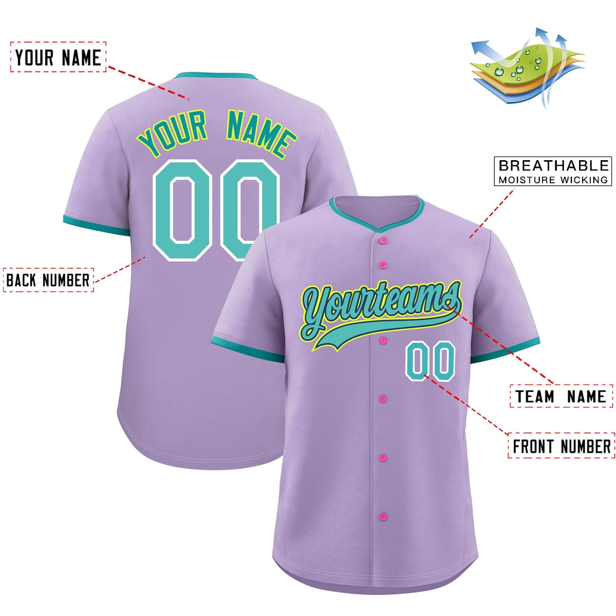 Custom Light Purple Fluorescent Green Midnight Blue Classic Style Stitched Sports Uniform For Men Women Youth Personalized Lightweight Baseball Jersey| KXKSHOP