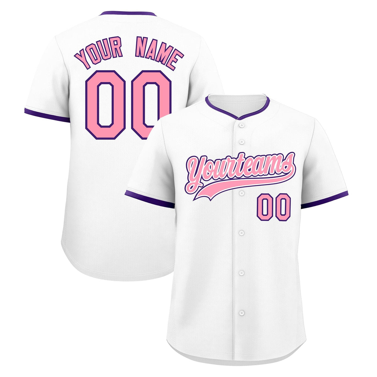 Custom White Light Pink Purple Classic Style Stitched Sports Uniform For Men Women Youth Personalized Quick Dry Baseball Jersey| KXKSHOP