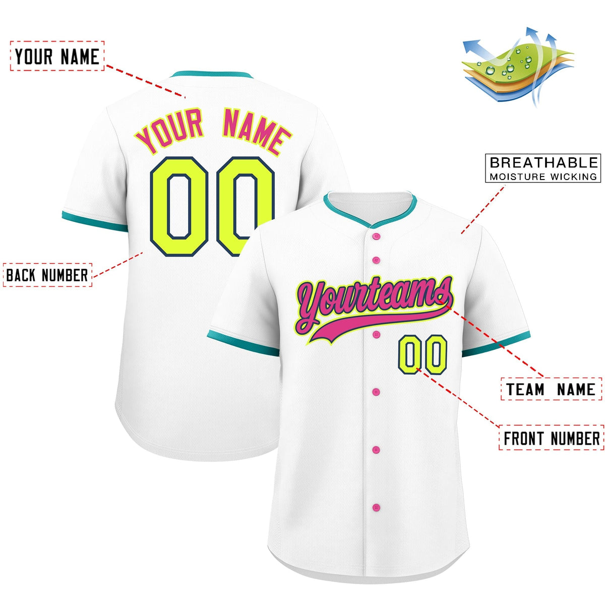 Custom White Fluorescent Green Midnight Blue Classic Style Stitched Sports Uniform For Men Women Youth Personalized Quick Dry Baseball Jersey| KXKSHOP