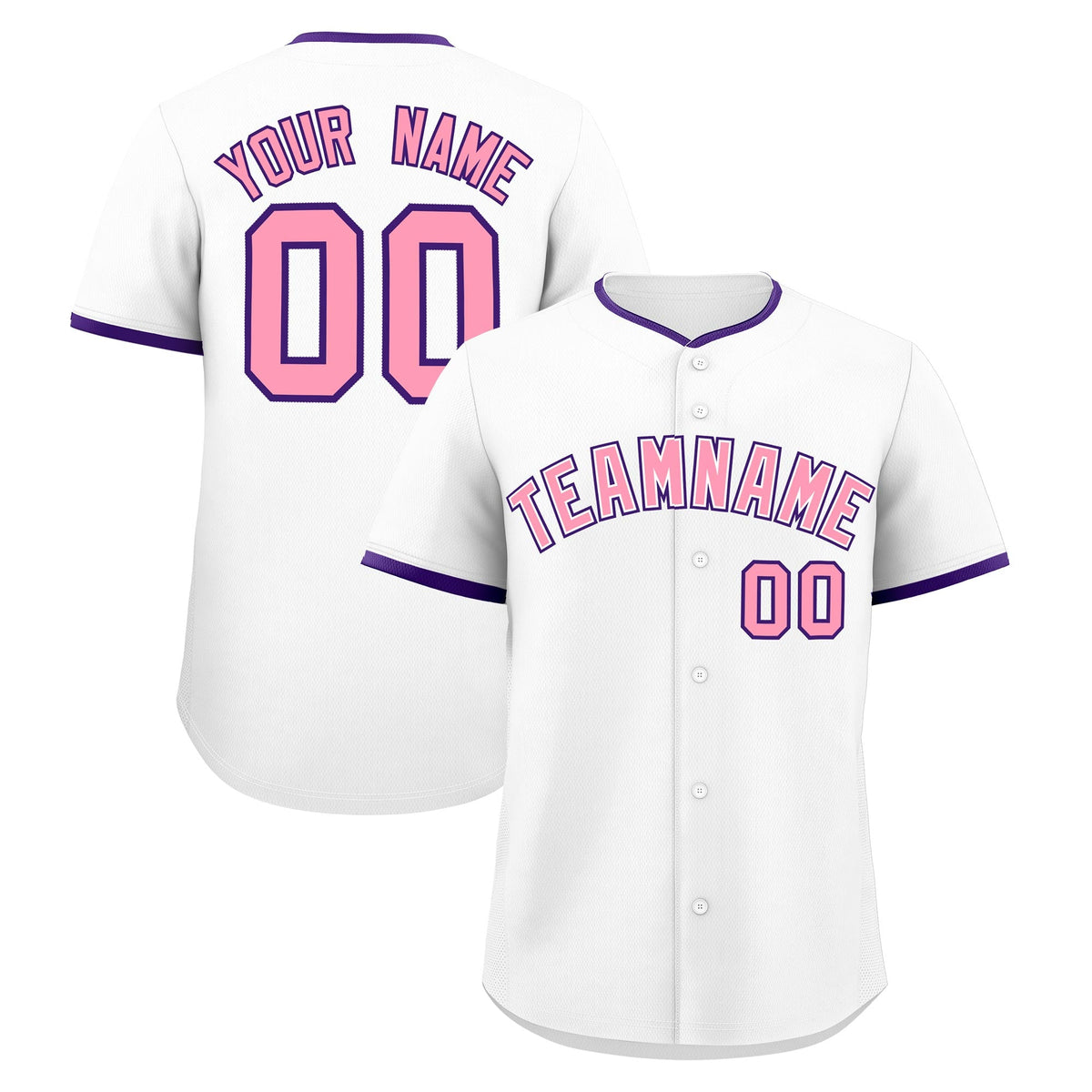 Custom White Light Pink Purple Classic Style Stitched Sports Uniform For Men Women Youth Personalized Quick Dry Baseball Jersey| KXKSHOP
