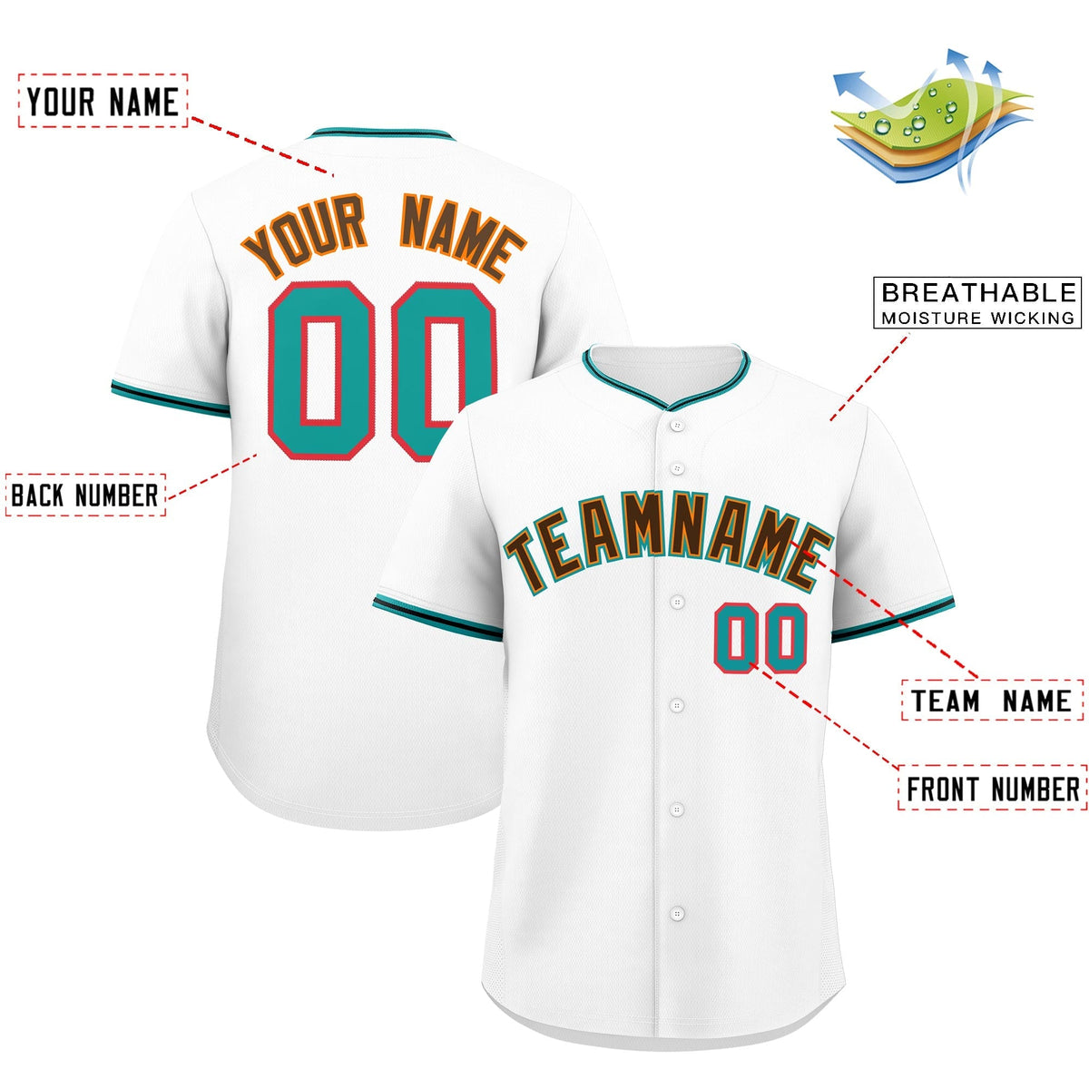 Custom White Black Teal Classic Style Stitched Sports Uniform For Men Women Youth Personalized Quick Dry Baseball Jersey| KXKSHOP
