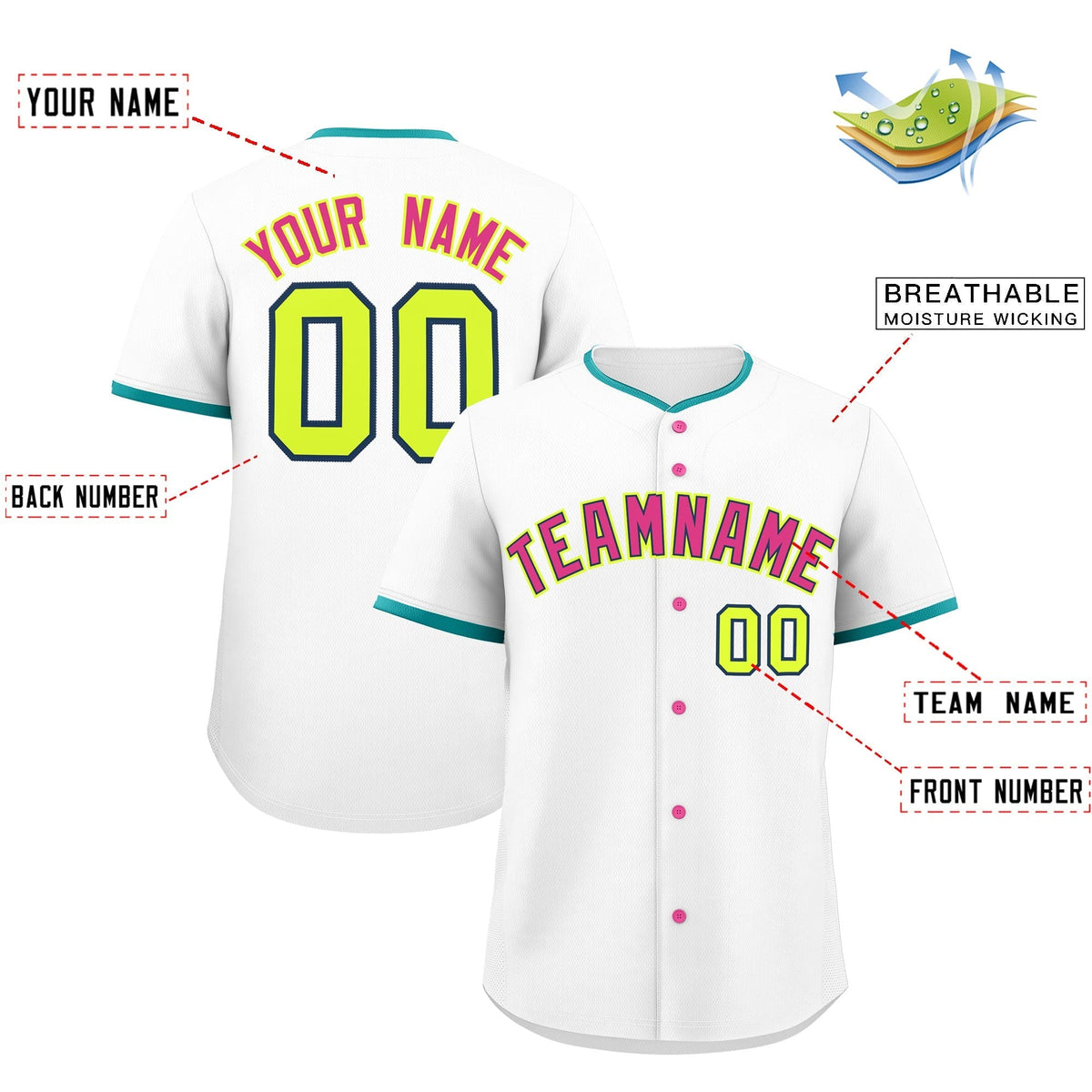 Custom White Fluorescent Green Midnight Blue Classic Style Stitched Sports Uniform For Men Women Youth Personalized Quick Dry Baseball Jersey| KXKSHOP